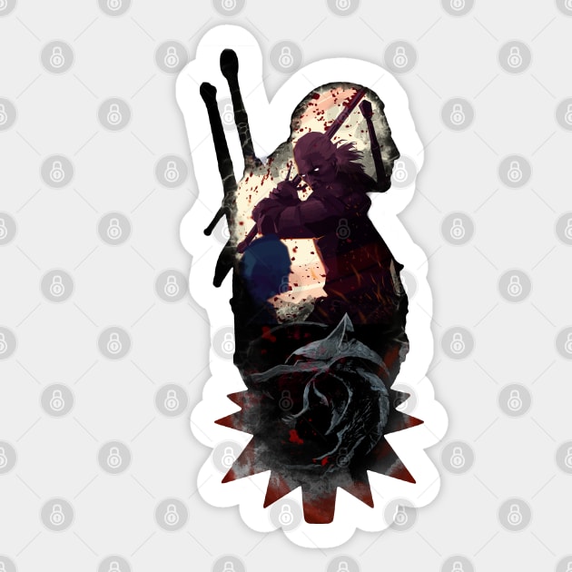 Geralt Fight with Sword Sticker by PGasbarroneArt